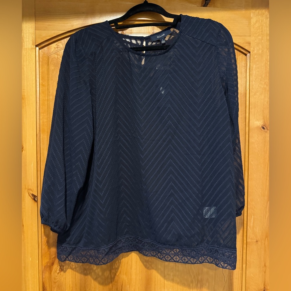 Sheer Navy Blouse - L.  Stitch Fix - Eclair. NWT